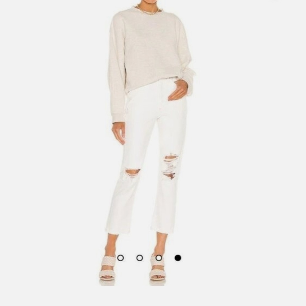 Agolde Riley White Distressed Cropped Jeans